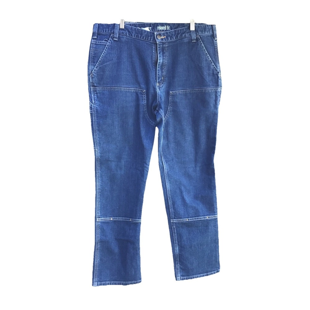 Carhartt Relaxed Fit Carpenter Double Knee Jeans Blue Denim Men's 38 Utility